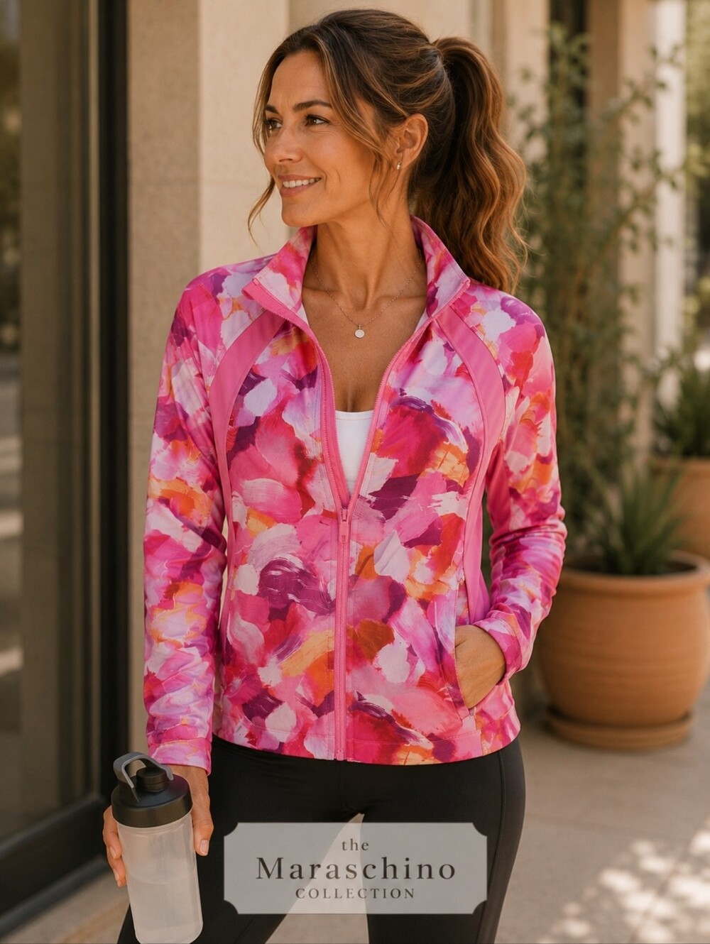 Athleta Pink Printed Running Jacket | XL